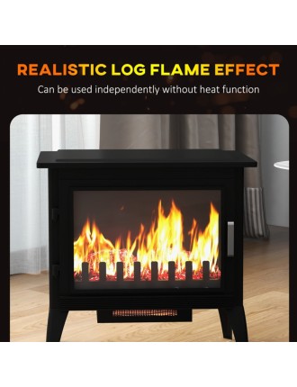 2024 Fashion 1000W/1500W 24" Electric Fireplace Stove, Freestanding Fireplace Heater with Realistic Flame