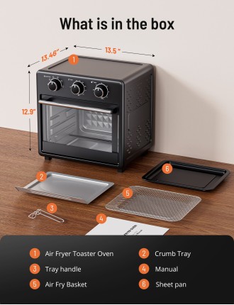 2024 Fashion TaoTronics Air Fryer Toaster Oven - 17QT Convection Oven, 11-in-1 Steam Oven, Oven Oil-less Cooker with Rotisserie 