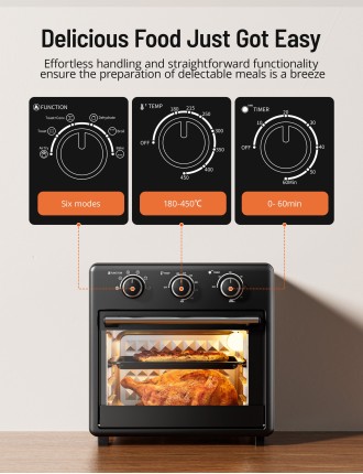 2024 Fashion TaoTronics Air Fryer Toaster Oven - 17QT Convection Oven, 11-in-1 Steam Oven, Oven Oil-less Cooker with Rotisserie 