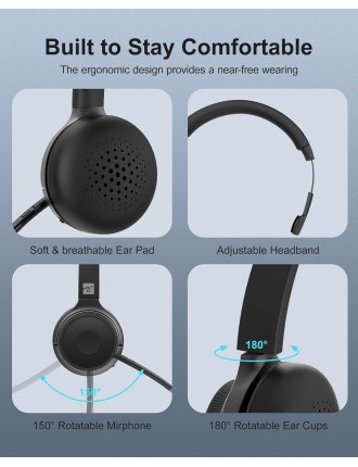 2024 Fashion Trucker Bluetooth Headset - ENC Noise Cancelling, Mute Button Mic, V5.0, Handsfree - Driving/Business/Office