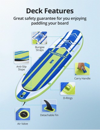 2024 Fashion Homech Inflatable 10’10 × 32” × 6” All Around iSUP Paddleboarding with Dual-Chamber Hand Pump