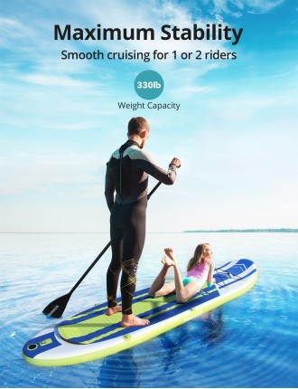 2024 Fashion Homech Inflatable 10’10 × 32” × 6” All Around iSUP Paddleboarding with Dual-Chamber Hand Pump