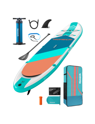 2024 Fashion Homech Inflatable 10’10 × 32” × 6” All Around iSUP Paddleboarding with Dual-Chamber Hand Pump