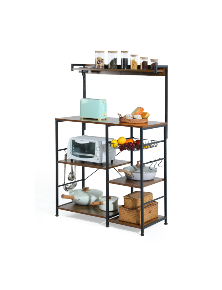 2024 Fashion Baker’s Rack with Power Outlet, 6-Tier Kitchen Storage Rack