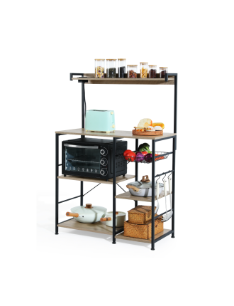 2024 Fashion Baker’s Rack with Power Outlet, 6-Tier Kitchen Storage Rack