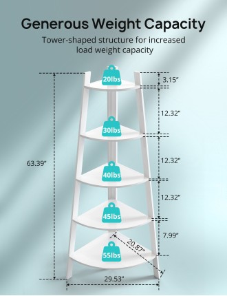 2024 Fashion Tall Corner Shelf, 5-Tier Corner Bookshelf