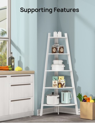 2024 Fashion Tall Corner Shelf, 5-Tier Corner Bookshelf