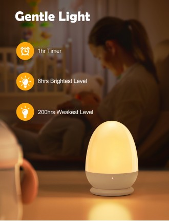 2024 Fashion JolyWell Baby Night Light for Kid, Portable Egg Nightlight with Stable Charging Pad, Touch Nursery Night Lamp for B