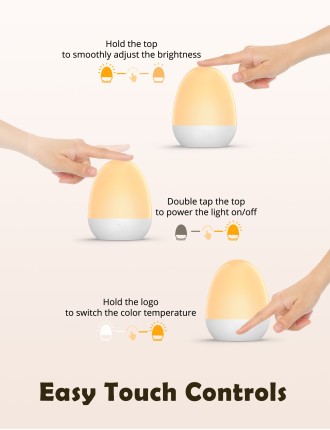 2024 Fashion JolyWell Baby Night Light for Kid, Portable Egg Nightlight with Stable Charging Pad, Touch Nursery Night Lamp for B