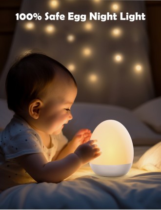 2024 Fashion JolyWell Baby Night Light for Kid, Portable Egg Nightlight with Stable Charging Pad, Touch Nursery Night Lamp for B