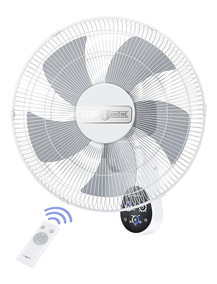 2024 Fashion PARIS RHÔNE Wall Mount Fan with Remote,16 ” Wall Fan, 90° Oscillating Quiet Wall Fan with Remote