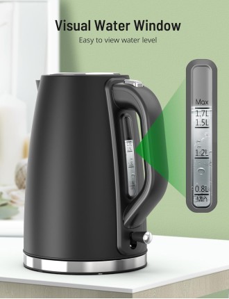 2024 Fashion Paris Rhône 1.7L Stainless Steel Electric Kettle, 1500W with LED Indicator