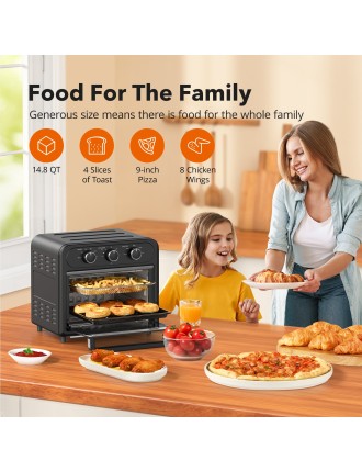 2024 Fashion TaoTronics Air Fryer | 1700W 14.8 QT | 9 in 1 Air Fryer Oven | Oil-less Cooker with Rotisserie Shaft, Beige