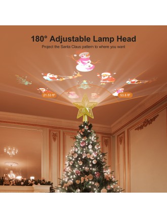 2024 Fashion TaoTronics Christmas Tree Topper LED Projector 180° Rotatable Lighted Snowflake