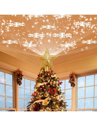 2024 Fashion TaoTronics Christmas Tree Topper LED Projector 180° Rotatable Lighted Snowflake