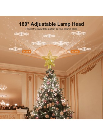 2024 Fashion TaoTronics Christmas Tree Topper LED Projector 180° Rotatable Lighted Snowflake