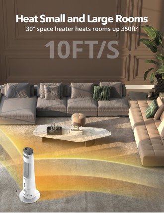 2024 Fashion TaoTronics 30" Electric Space Heater & Humidifier 019, 1500W Whole Room Heater with 1L Water Tank for Home