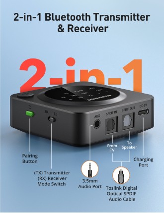 2024 Fashion Evatronic BA007 Bluetooth 5.0 Transmitter Receiver for TV/PC