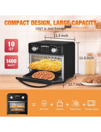 2024 Fashion Geek Chef Air Fryer 10QT, Countertop Toaster Oven, 4 Slice Toaster Air Fryer Oven Warm