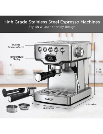 2024 Fashion Geek Chef Espresso Machine,20 bar espresso machine with milk frother for latte,cappuccino