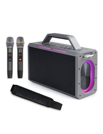 2024 Fashion Karaoke Machine with Rich Deep Bass, Portable Bluetooth Speaker with 2 Wireless Microphones