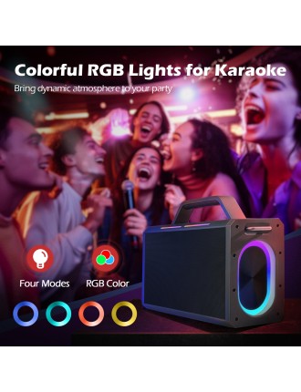 2024 Fashion Karaoke Machine with Rich Deep Bass, Portable Bluetooth Speaker with 2 Wireless Microphones