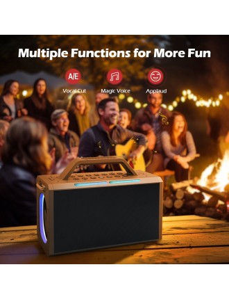 2024 Fashion Karaoke Machine with Rich Deep Bass, Portable Bluetooth Speaker with 2 Wireless Microphones