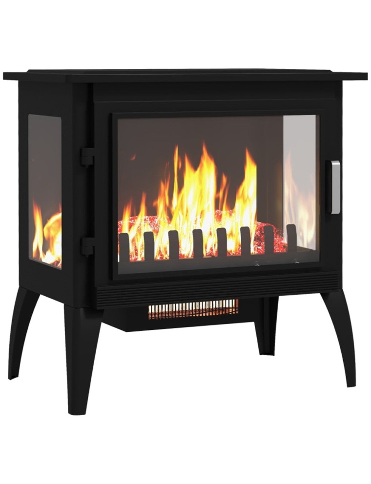 2024 Fashion 1000W/1500W 24" Electric Fireplace Stove, Freestanding Fireplace Heater with Realistic Flame