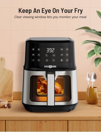 2024 Fashion Paris Rhône 5.3 Quart Air Fryer AF014 with Viewing Window, 8-In-1 Toaster Oven Cooker