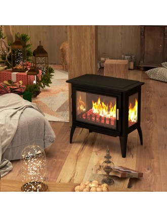 2024 Fashion 1000W/1500W 24" Electric Fireplace Stove, Freestanding Fireplace Heater with Realistic Flame